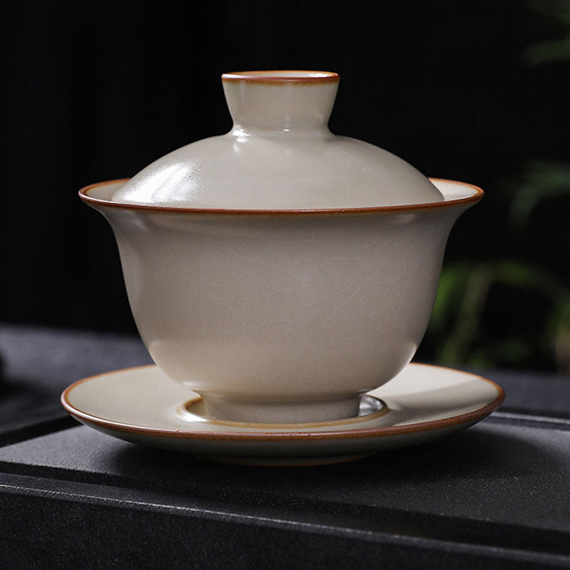 Beige Hovering Ru kiln Covered Gaiwan