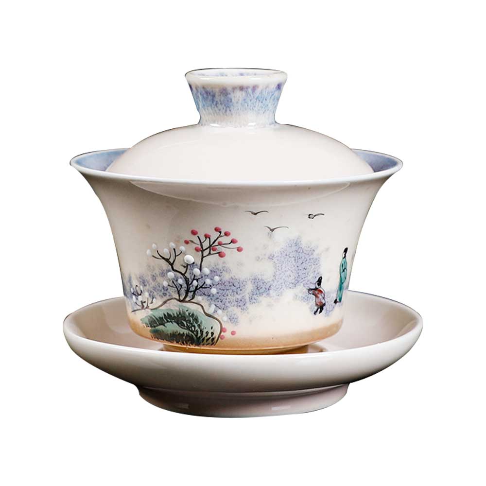 Chinese Jun Kiln Handmade Painted Ceramic Gaiwan-7