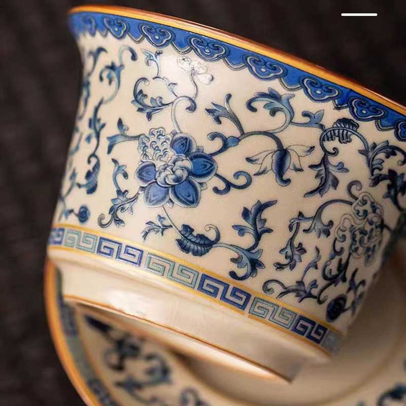 Ru Kiln Blue And White Ceramic Gaiwan-2