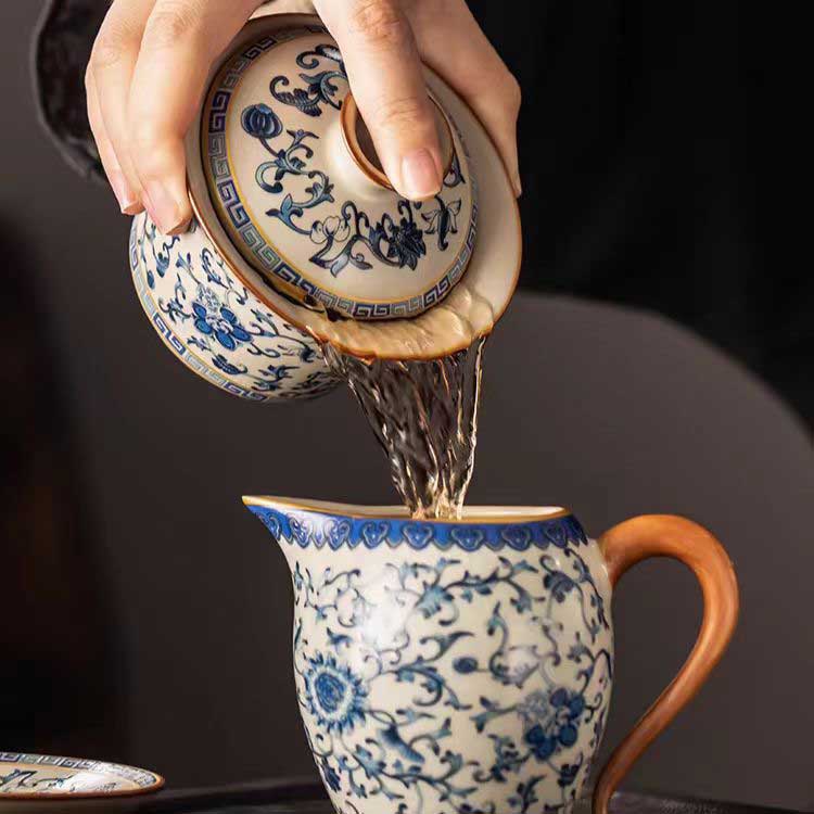 Ru Kiln Blue And White Ceramic Gaiwan-4