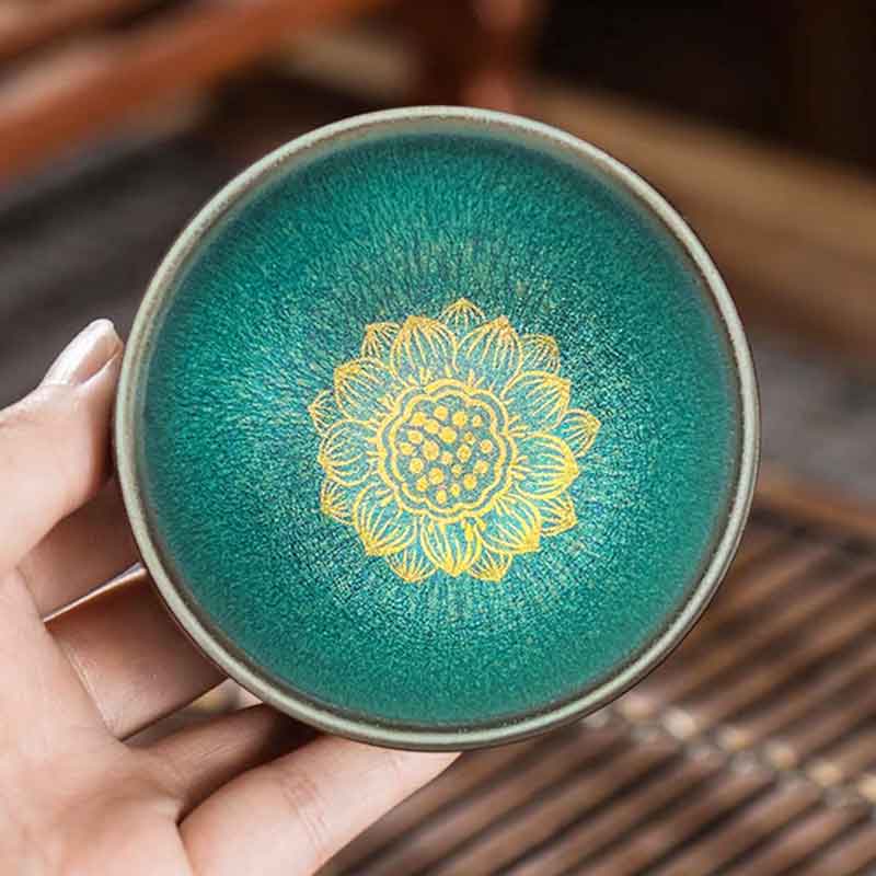Sunflower Tenmoku Jian Ware Ceramic Tea Cup-1