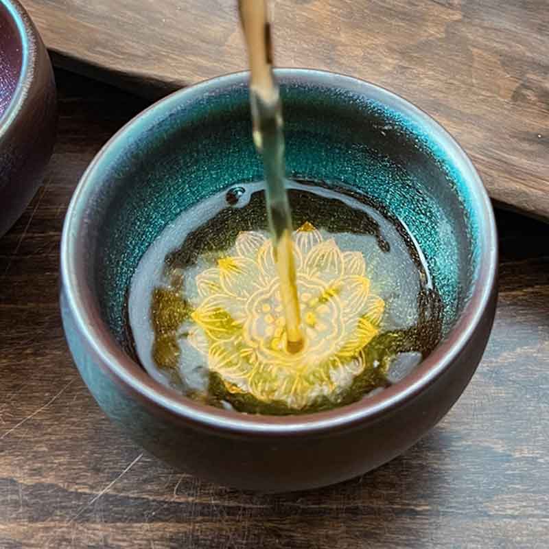 Sunflower Tenmoku Jian Ware Ceramic Tea Cup-3