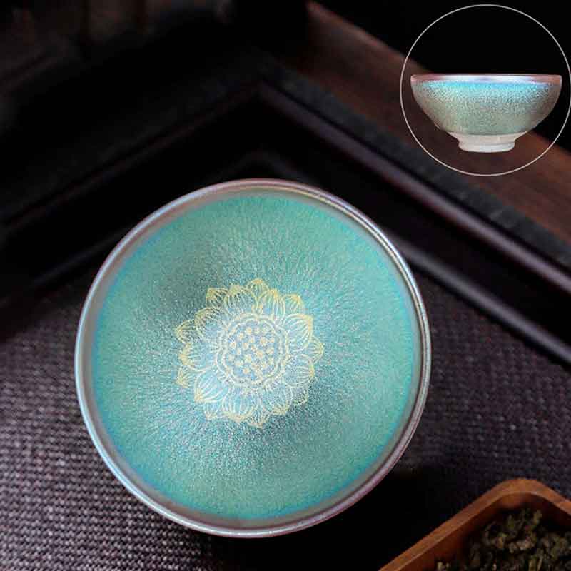 Sunflower Tenmoku Jian Ware Ceramic Tea Cup-5